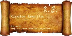 Kindler Emerita névjegykártya